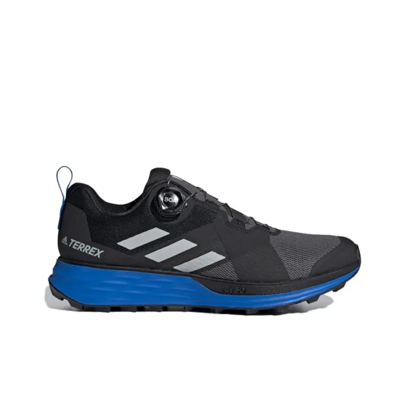 Adidas Terrex Two Trail Running Slip-Resistant Low-Top Running Shoes Men's Black Gray Blue-1