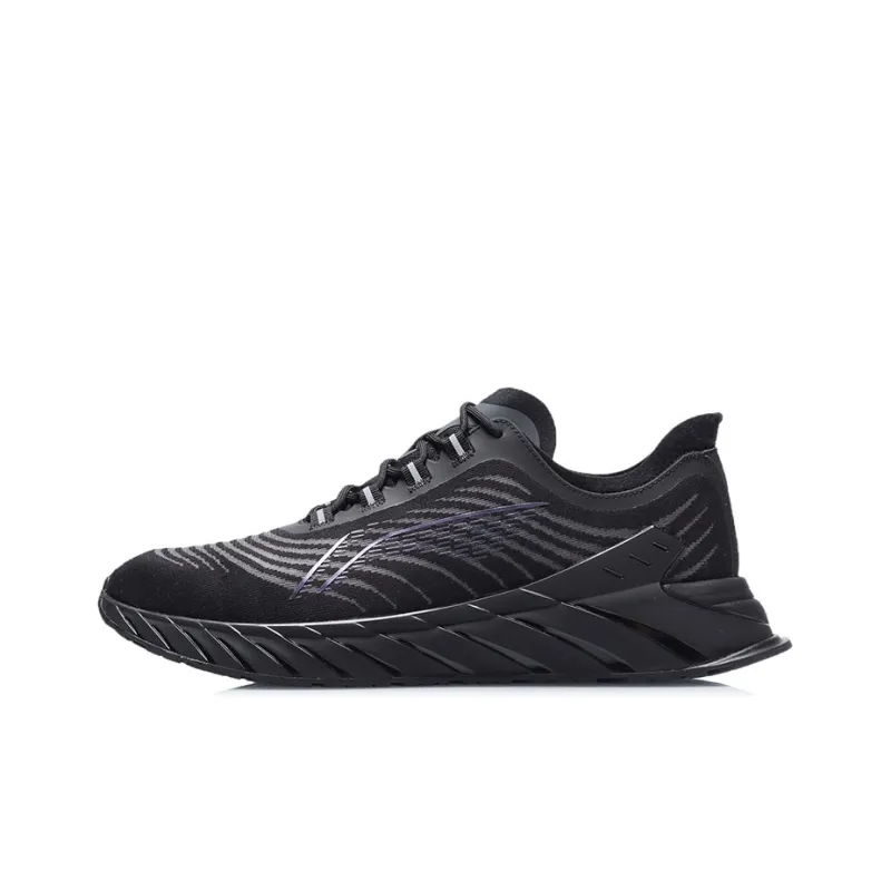 LiNing Cushioned Anti Slip Wear Resistant Breathable Lightweight Low Top Running Shoes Unisex Black-0