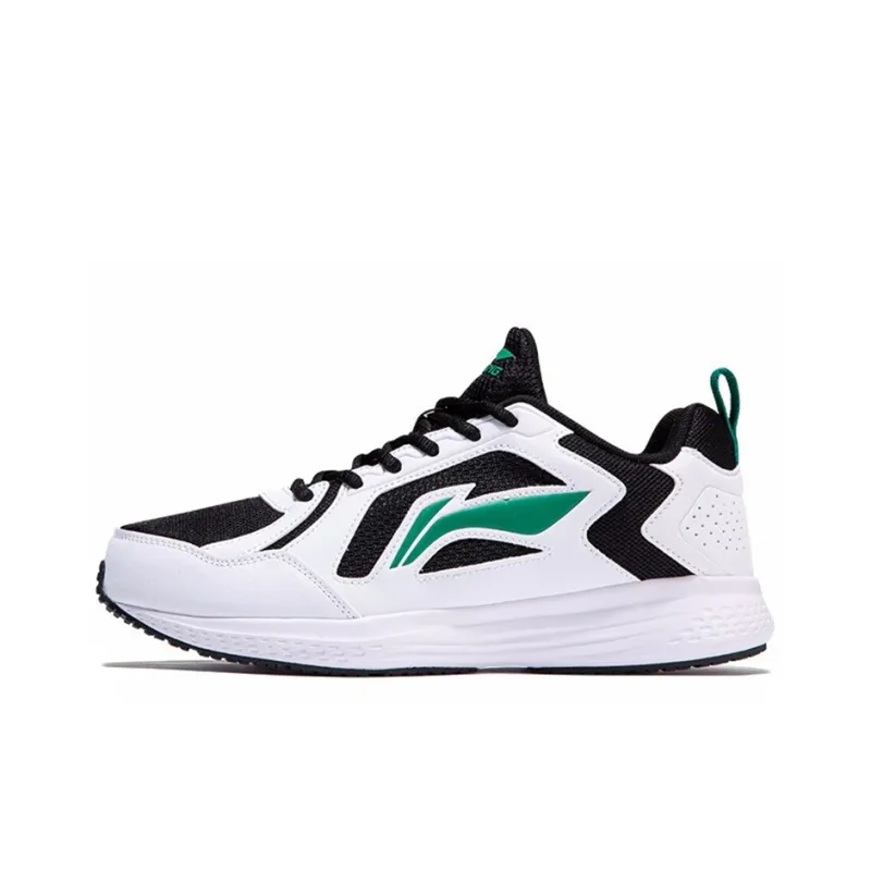 LiNing Cushioned Wear-Resistant Breathable Lightweight Low-Top Running Shoes Unisex Black White Green-0