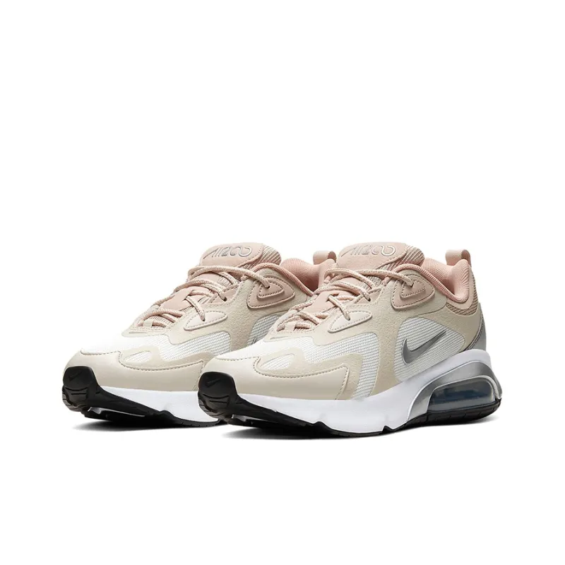 Nike Air Max 200 Cushioned Slip-Resistant Low-Top Running Shoes Women's Light Brown Silver-2