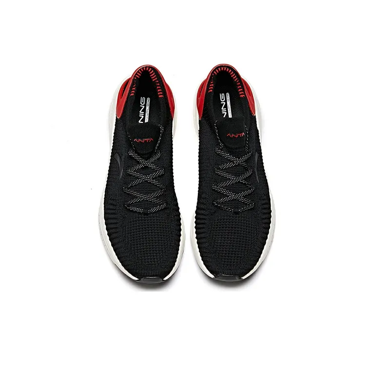 Anta Cushioning, Slip Resistant, Abrasion Resistant, Lightweight Low Top Running Shoes Men's Black Red-3