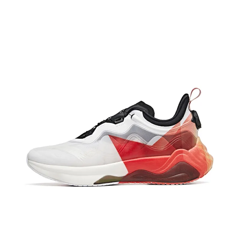 Anta Cushioned Slip-Resistant Coverage Low-Top Running Shoes Men's Red White-0