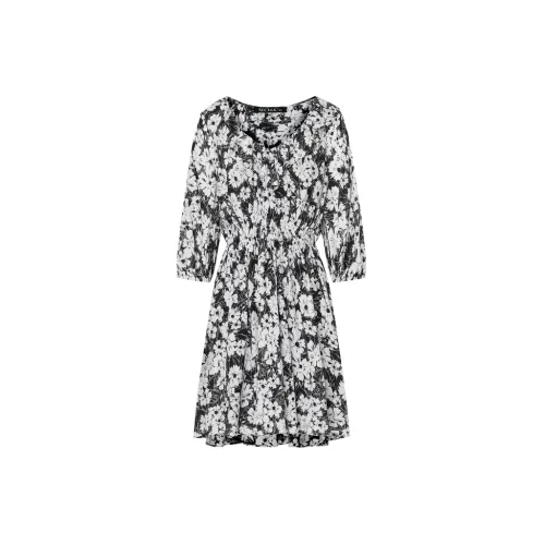 MO&CO Long-Sleeved Dresses Women's Black/White Multicolor