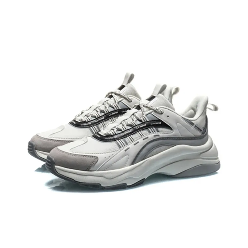 LiNing Breathable Low Top Running Shoes Men's Mist White-2