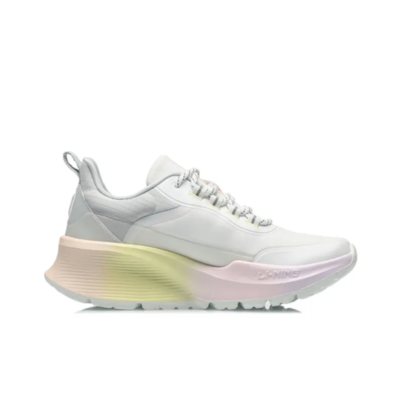 LiNing Wing-Plumping Cushioning Anti-Slip And Wear-Resistant Low-Top Running Shoes Women's White Gray-1