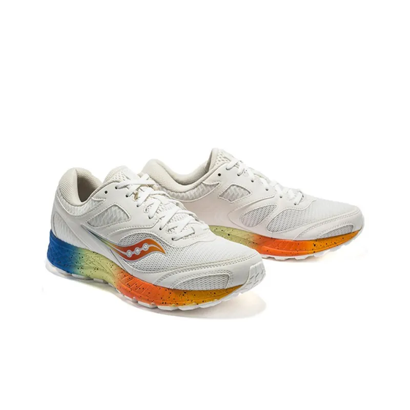 Saucony Cohesion 12 Non-slip Lightweight Low-Top Running Shoes Men's White Orange-2