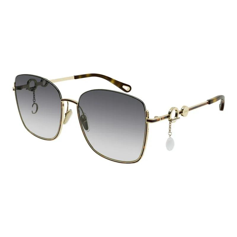 Chloe Metal Square Sunglasses Women's Gold-0
