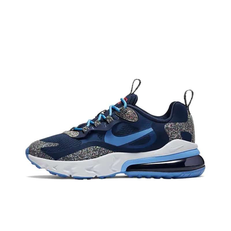 Nike Air Max 270 Cushioning Lightweight Rebound Low-Top Running Shoes GS Gray Blue-0