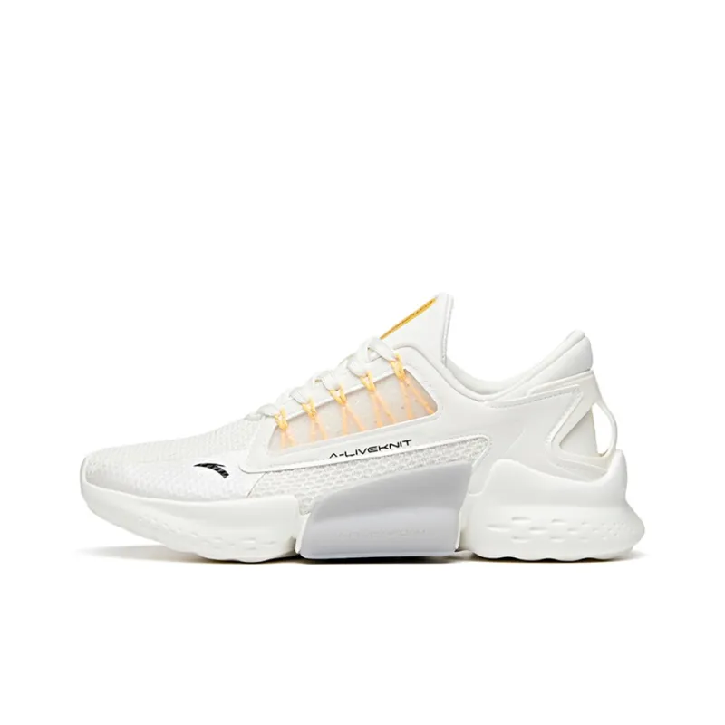 Anta Cushioning Abrasion Resistant Lightweight Low Top Running Shoes Men's White-0