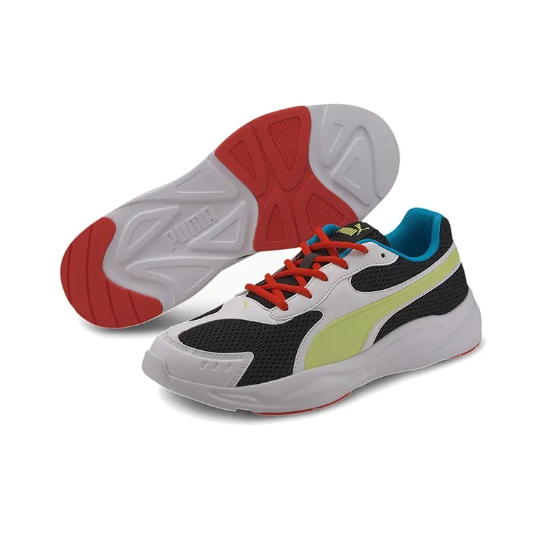 PUMA 90s Runner Non-slip Lightweight Low-Top Casual Running Shoes Unisex Black Yellow White-4