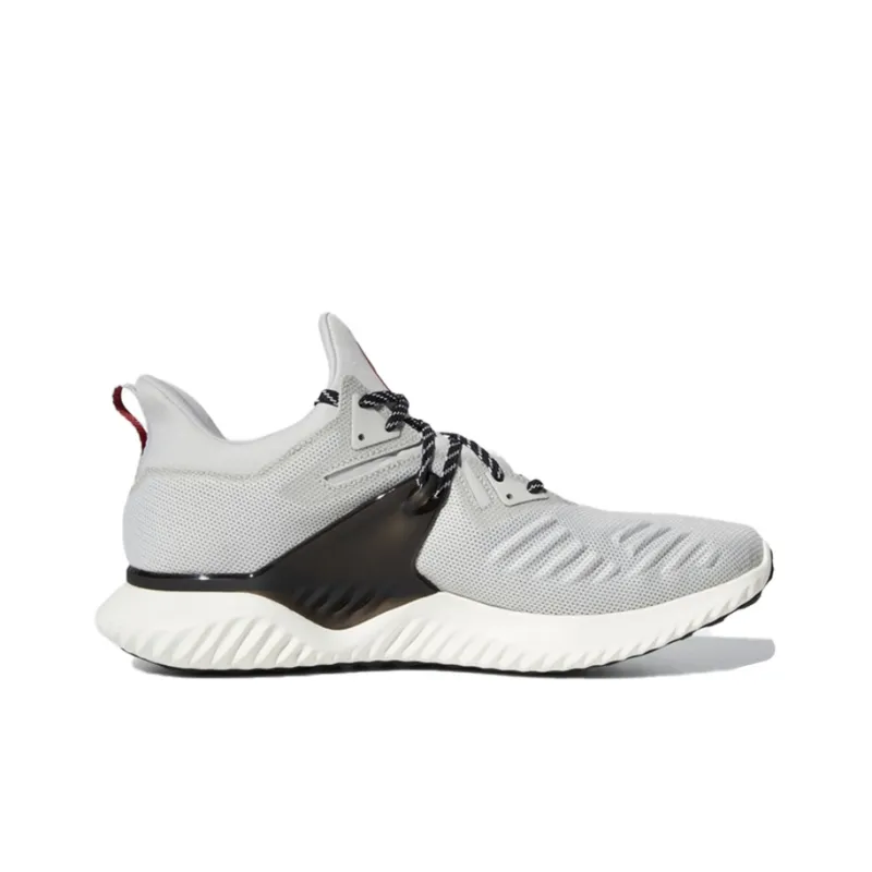 Adidas AlphaBounce Beyond 2 Anti Slip Wear Resistant Low Top Marathon Running Shoes Men's Gray White Red-3