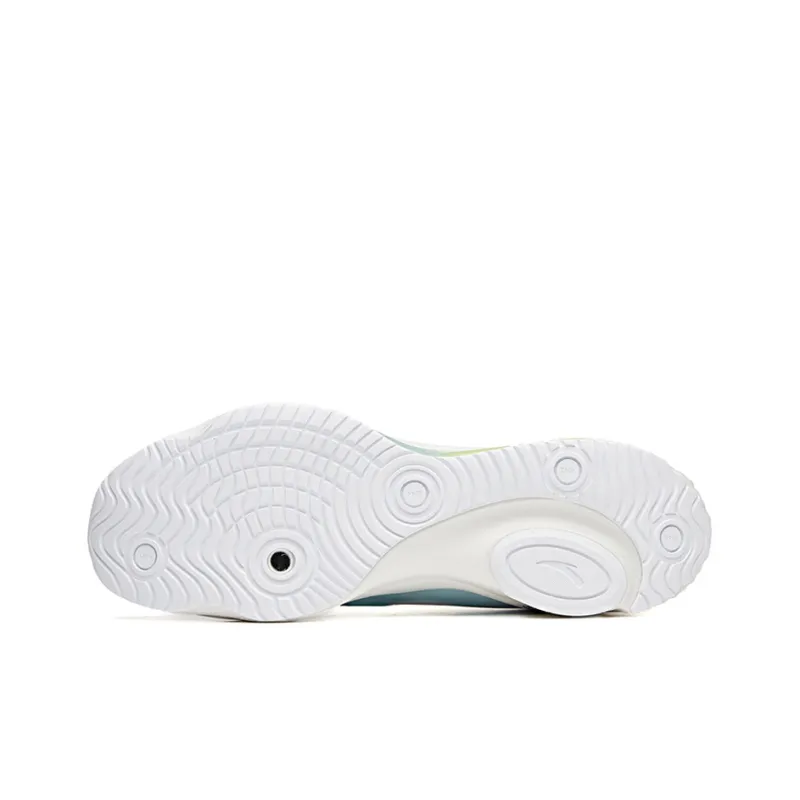 Anta Cushioning Breathable Wear-Resistant Coverage Slip-Resistant Low-Top Running Shoes Men's White Green-4