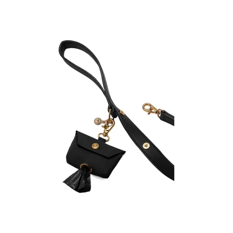 VERSACE Leather Pet Waste Bag Holder Unisex Black-1
