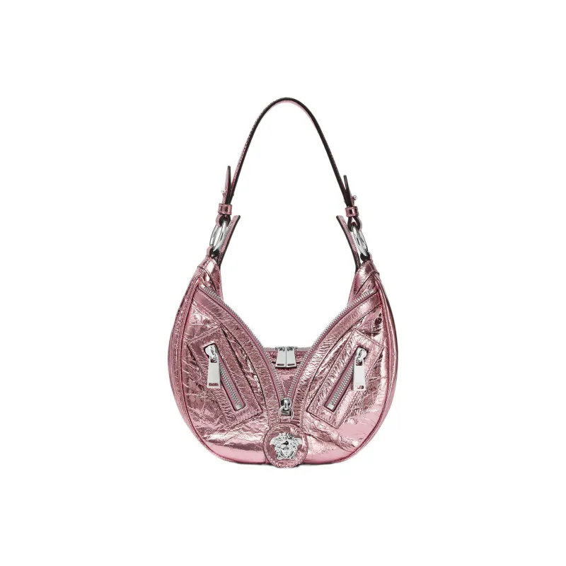 FANSIZHE Repeat Series Metallic Crackle Lambskin Handbag Shoulder Bag Women's Pink-0