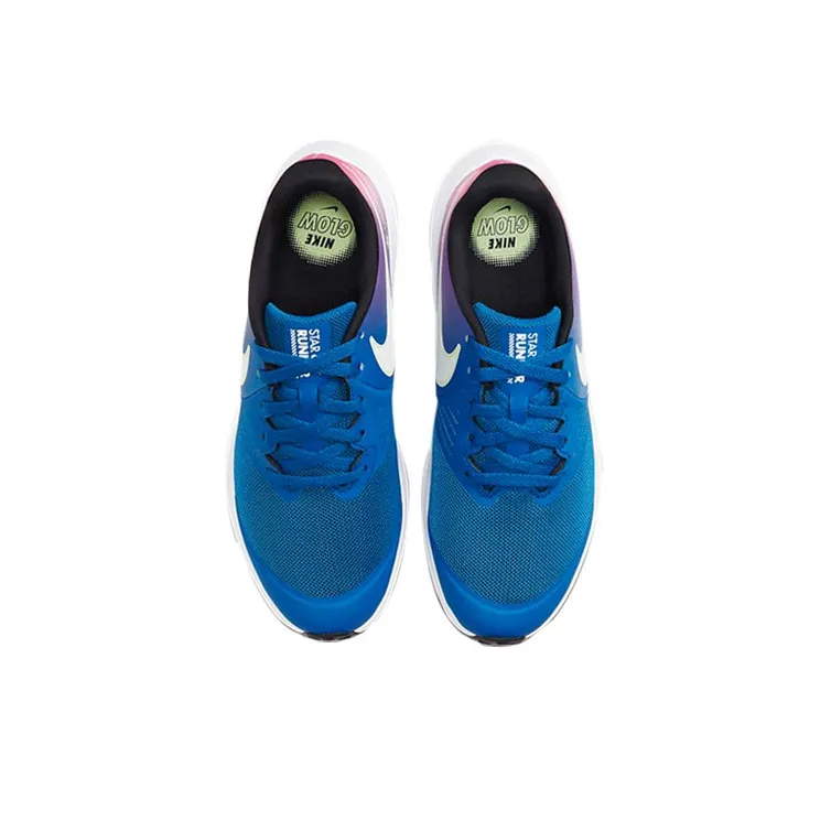 Nike Star Runner 2 Cushioned Slip-Resistant Low-Top Running Shoes GS Blue Pink Gradient-3