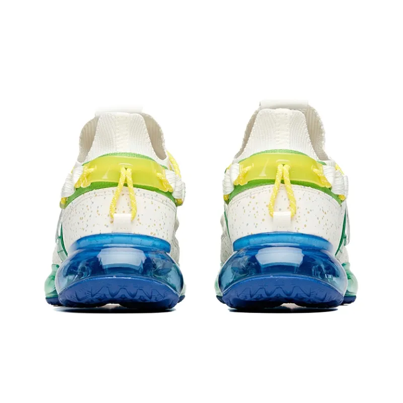 Anta Cushioned Slip-Resistant Abrasion-Resistant Breathable Low-Top Running Shoes Men's White Green Air Cushion Sports-3