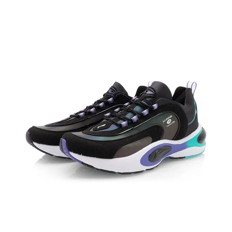 LiNing V8 Cushioning, Slip Resistant, And Abrasion Resistant Low Top Running Shoes Black White Blue-2