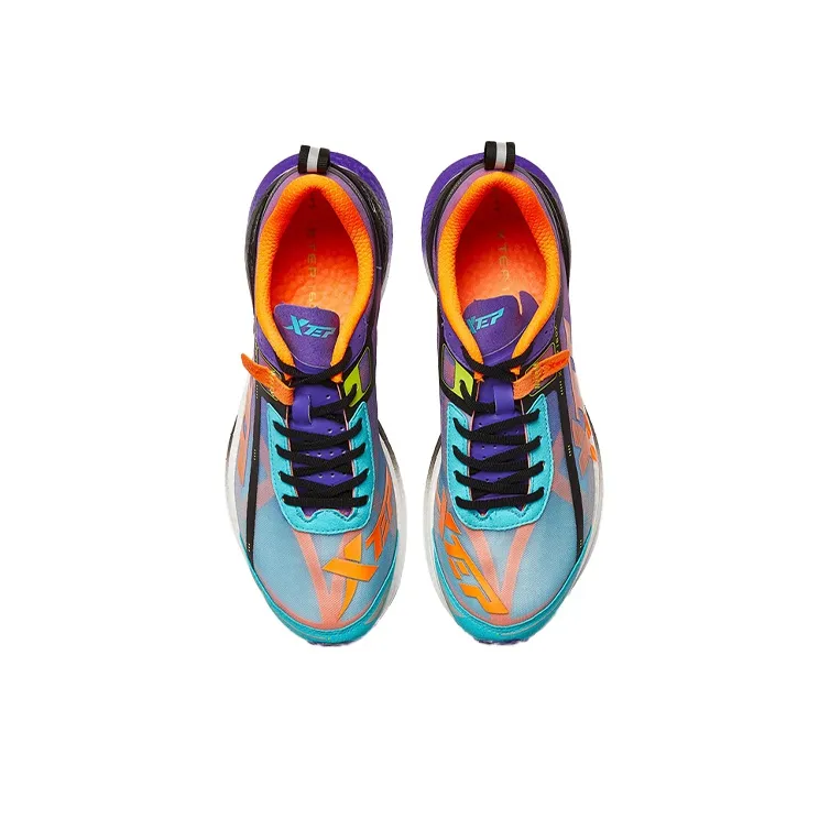 XTEP 160X 1.0 Cushioning Anti Slip And Wear Resistant Low Top Running Shoes Men's Blue Green-3