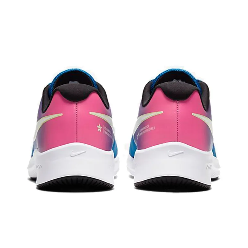 Nike Star Runner 2 Cushioned Slip-Resistant Low-Top Running Shoes GS Blue Pink Gradient-4