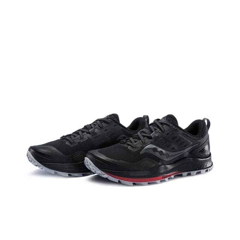 Saucony Cushioned Anti-Slip And Wear-Resistant Lightweight Low-Top Running Shoes Men's Black Red-2