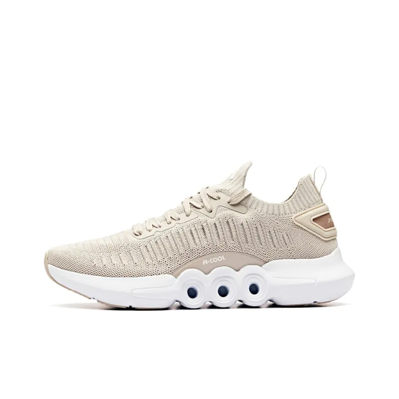 Anta Cushioned Wear-Resistant Slip-Resistant Breathable Lightweight Low-Top Running Shoes Men's Gray White-0