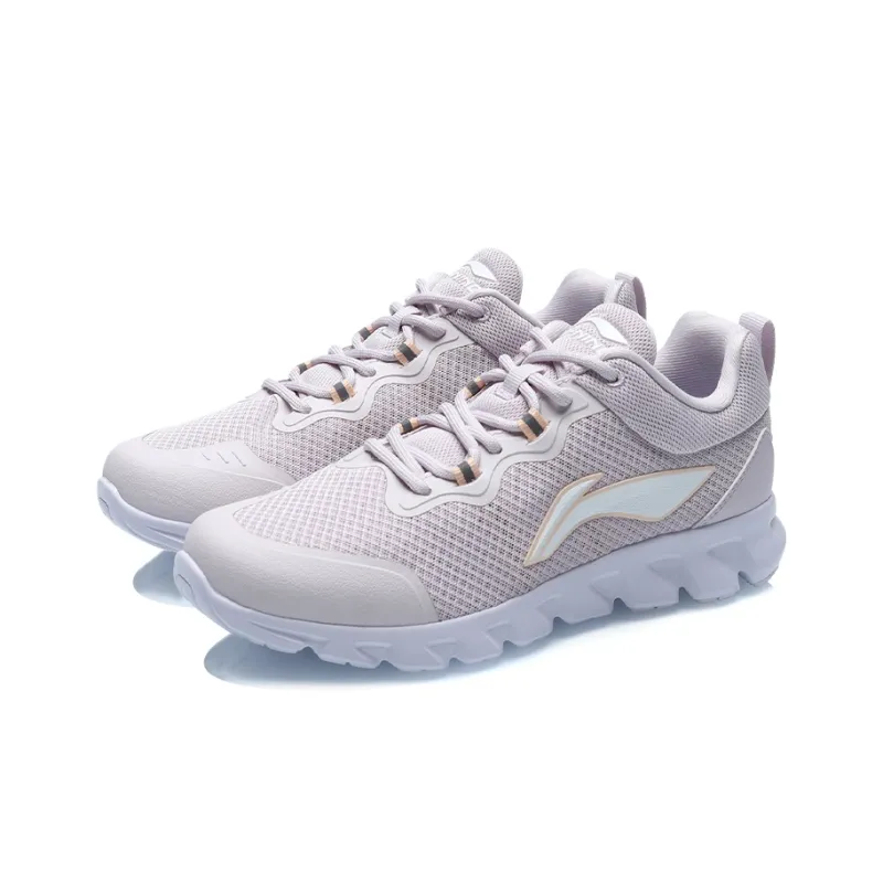 LiNing Cushioning And Breathable Low Top Running Shoes Women's Light Gray Purple-2