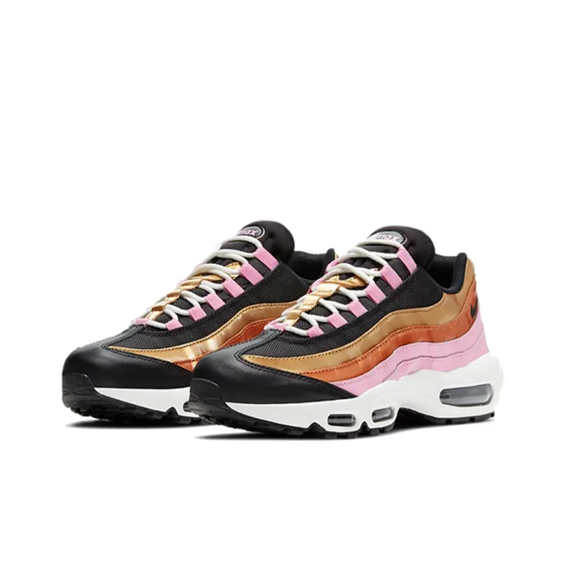 Nike Air Max 95 Low-Top Casual Running Shoes GS Black Gold Pink-2
