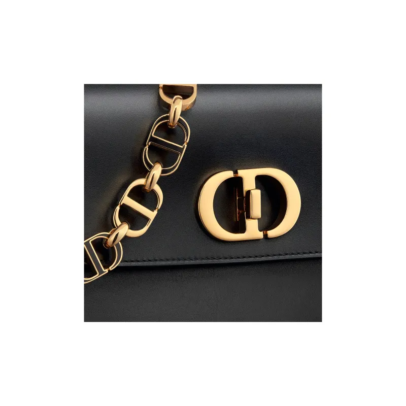 DIOR 30 Montaigne Smooth Cow Leather Shoulder Bag, Crossbody Bag Trumpets Women's Black-5