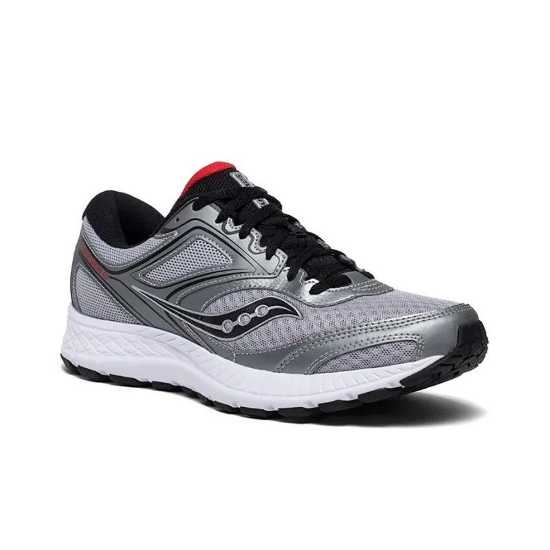 Saucony Cohesion 12 Cushioning Lightweight Low-Top Running Shoes Men's Silver Red-2