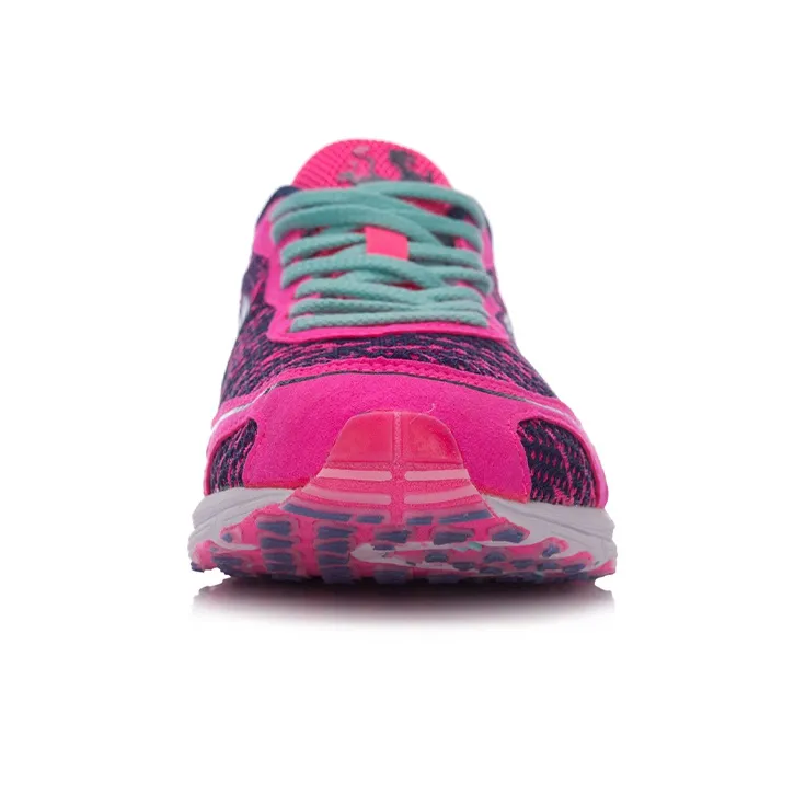 LiNing Cushioning Anti Slip Wear Resistant Breathable Lightweight Rebound Low Top Running Shoes Women's Pink Blue-3