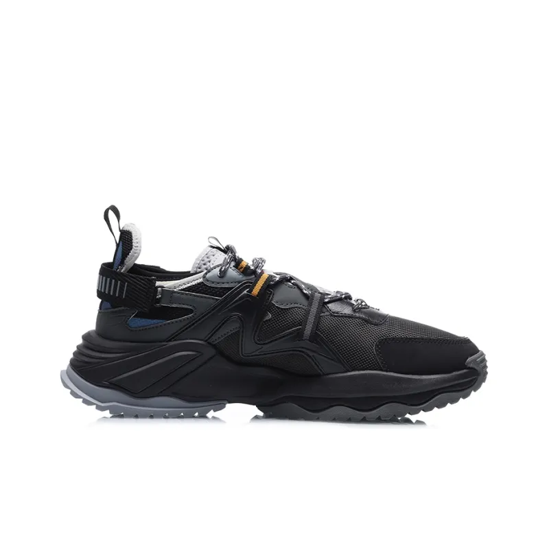 LiNing Beyond Cushioning Anti Slip And Wear Resistant Low Top Running Shoes Men's Black Gray Blue-1