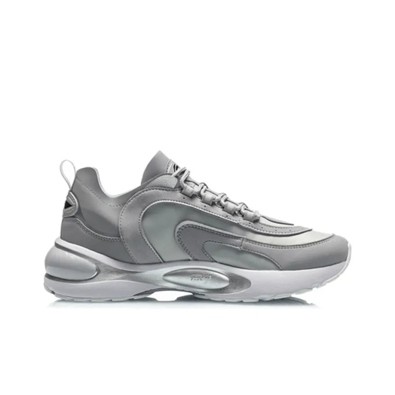 LiNing Anti Slip Wear Resistant Low Top Running Shoes Men's Snow Gray-1