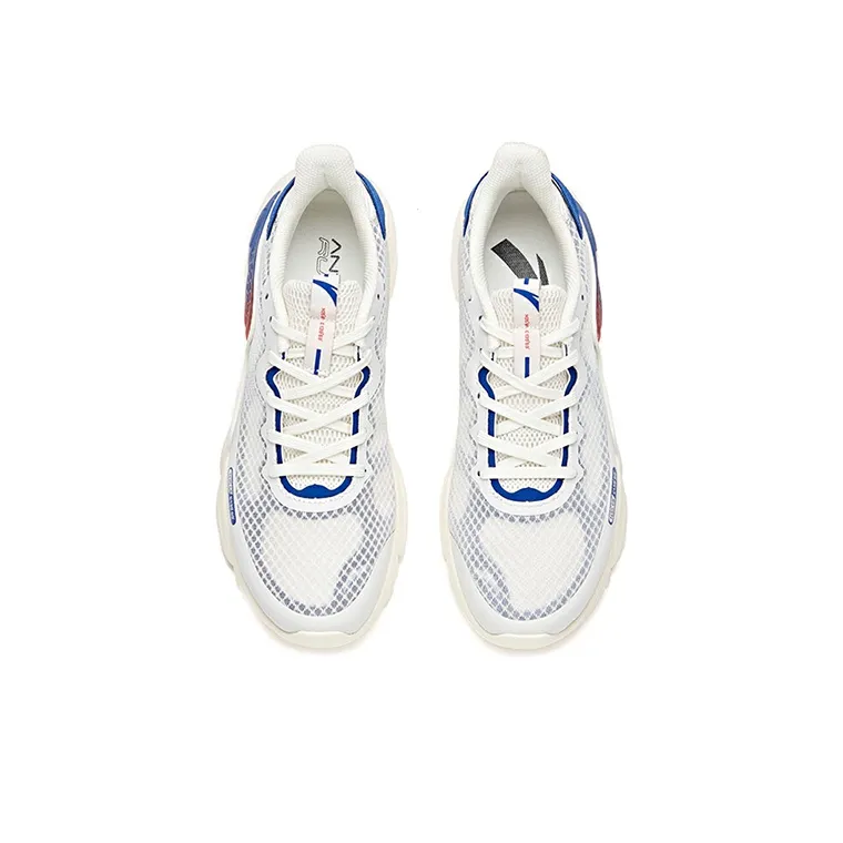 Anta Cushioned Anti-Slip Wear-Resistant Breathable Lightweight Low-Top Running Shoes Men's White Blue Orange-2