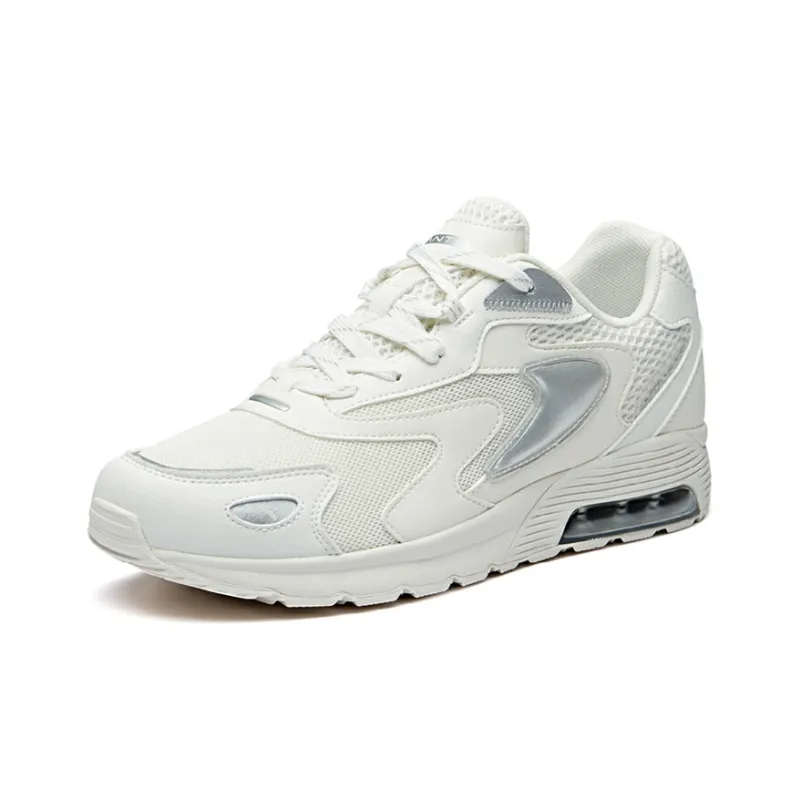 Anta Cushioning Slip Resistant Rebound Breathable Low Top Running Shoes Men's Silver White-1
