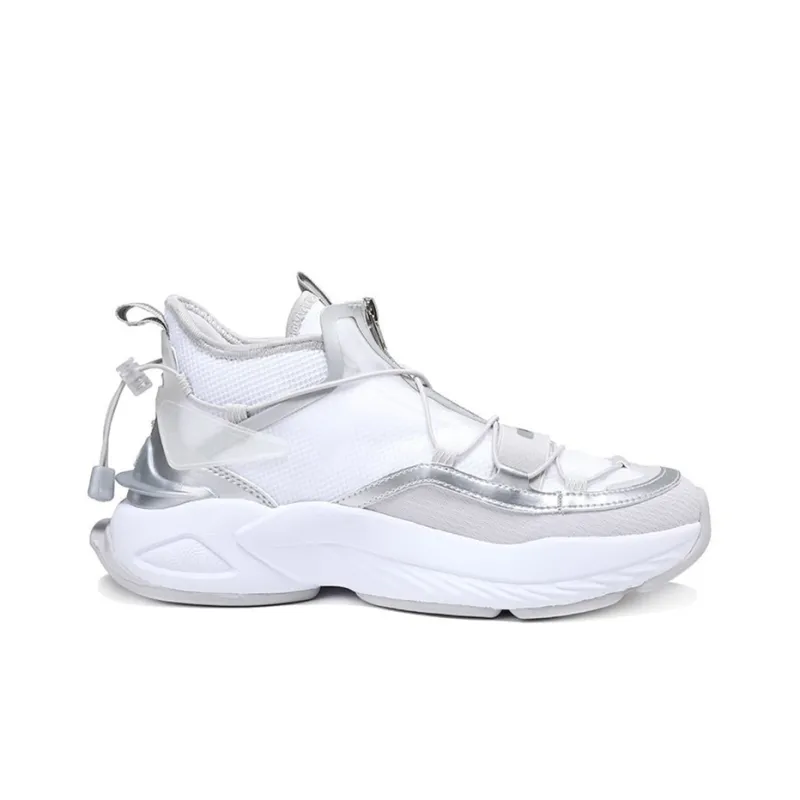 PEAK Taichi Slip Resistant High Top Running Shoes Men's White Silver-1