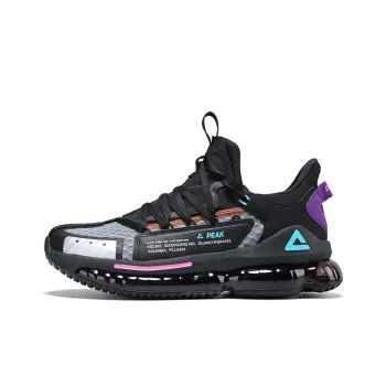 PEAK Air Cushion Wear Resistant Slip Resistant Low Top Men's Running Shoes Black Blue