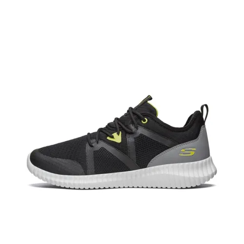 Skechers Elite Flex Running Shoes Men Low-Top Black Gray White