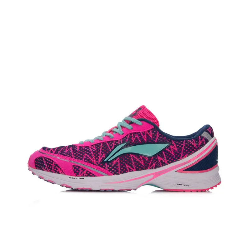 LiNing Cushioning Anti Slip Wear Resistant Breathable Lightweight Rebound Low Top Running Shoes Women's Pink Blue-0