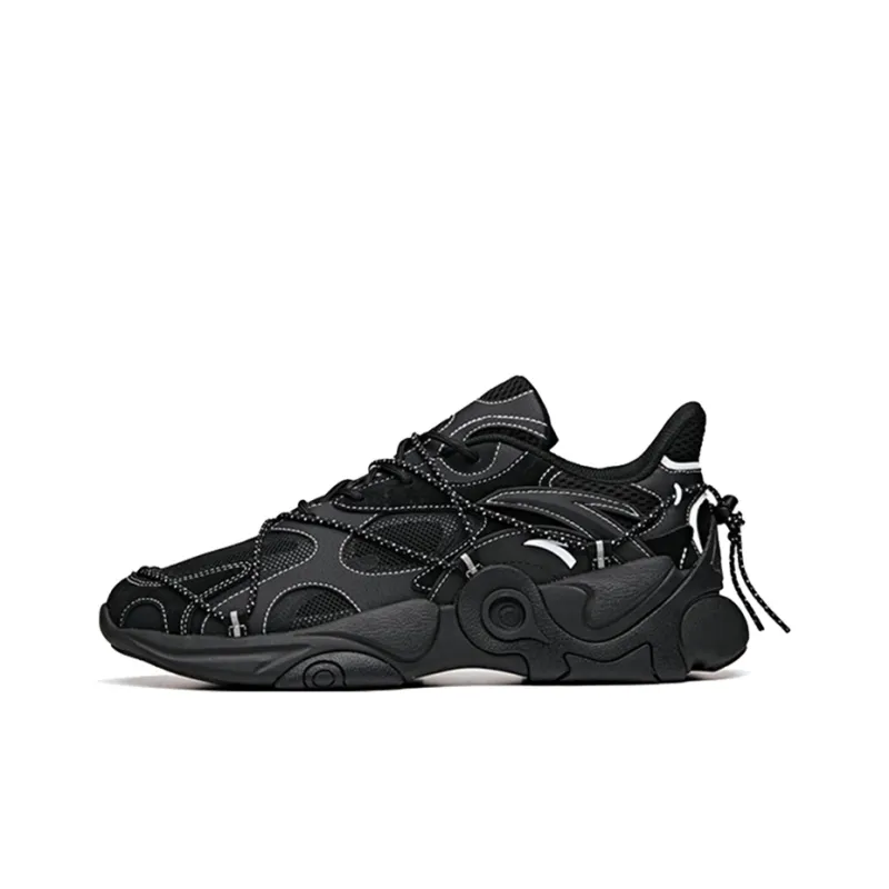 Anta Cushioned Slip-Resistant Abrasion-Resistant Breathable Low-Top Running Shoes Men's Black-0