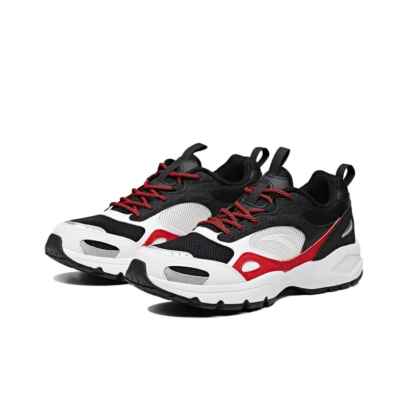 Anta Slip-Resistant Cushioning Wear-Resistant Breathable Low-Top Running Shoes Men's White Black-1