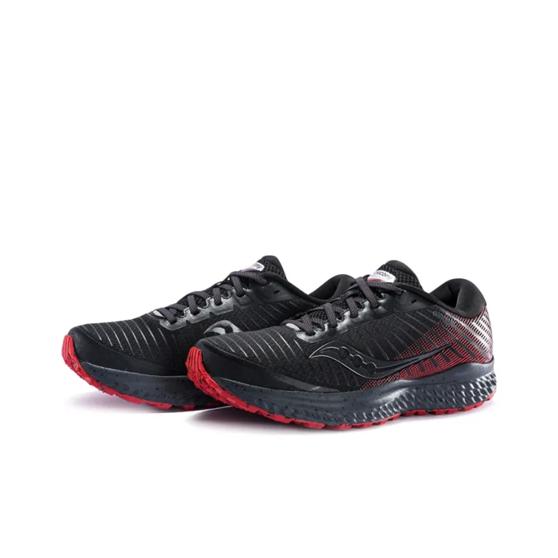 Saucony Guide 13 Non slip Support Low Top Running Shoes Men's Black Red-2