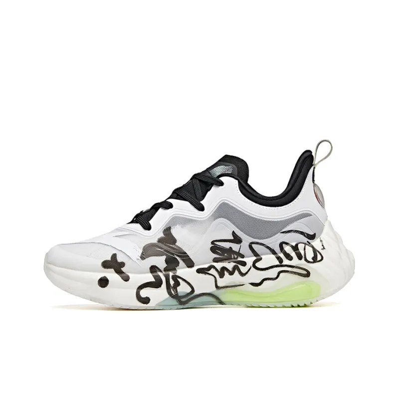 Anta Cushioned Slip-Resistant Abrasion-Resistant Low-Top Running Shoes Men's White Black-0