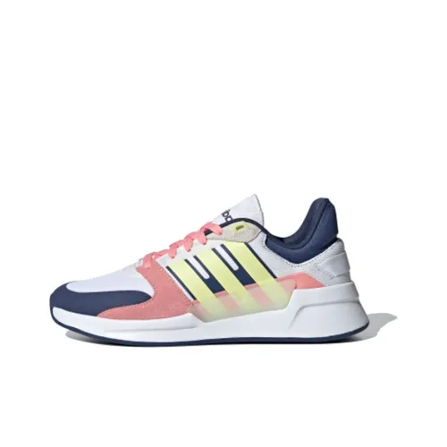 Adidas Neo Run 90S Running Shoes Women's Low-Top Bright White/Tech Indigo/Honor Pink/Light Yellow