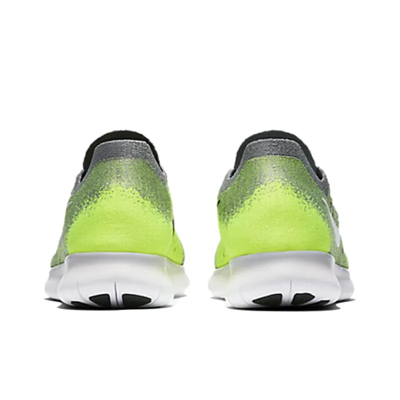 Nike Free RN Flyknit Cushioned Slip-Resistant Breathable Lightweight Low-Top Running Shoes Men's Gray Green-3