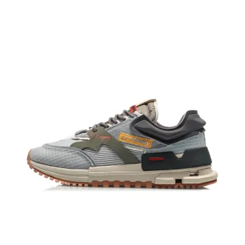 LiNing 001 Slip Resistant Support Lightweight Low Top Running Shoes Men's Gray Green Blue