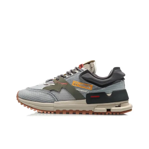 LiNing 001 Slip Resistant Support Lightweight Low Top Running Shoes Men's Gray Green Blue
