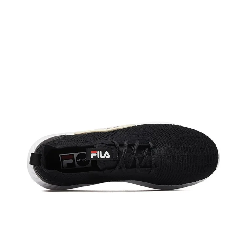 FILA FUSION Fantastic Cushioning Anti Slip Wear Resistant Breathability Low Top Running Shoes Women's Black White-4