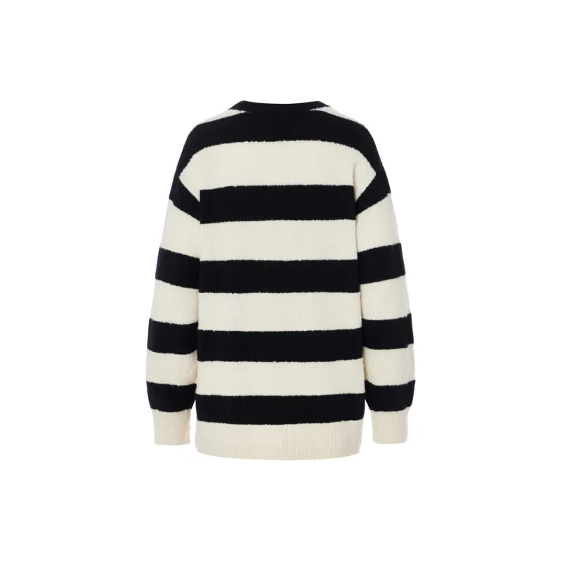 MO&CO Sweaters Women's Black White Stripes-1