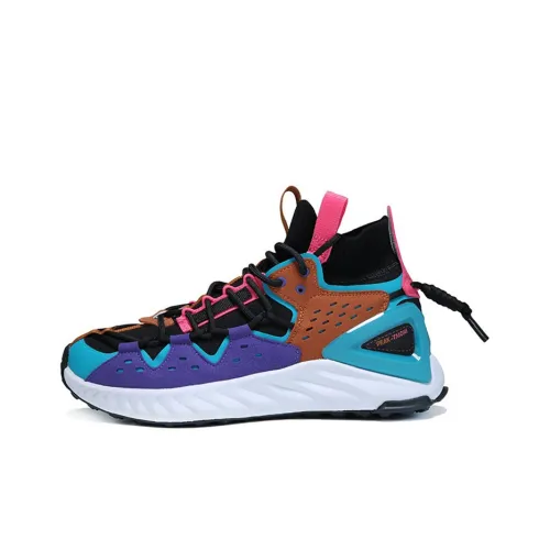 PEAK Running Shoes Women's Mid-Top Black/Rouge Red/Blue/Purple