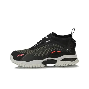 LiNing Cushioning Anti Slip And Wear Resistant Breathable Support Low Top Running Shoes Unisex Black Gray Orange